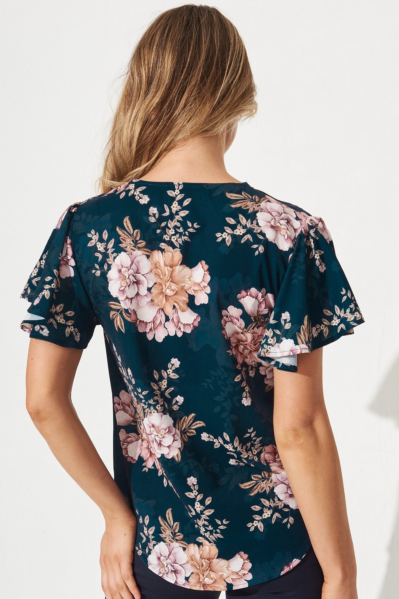 Zip Top In Teal With Blush Floral - Image 5