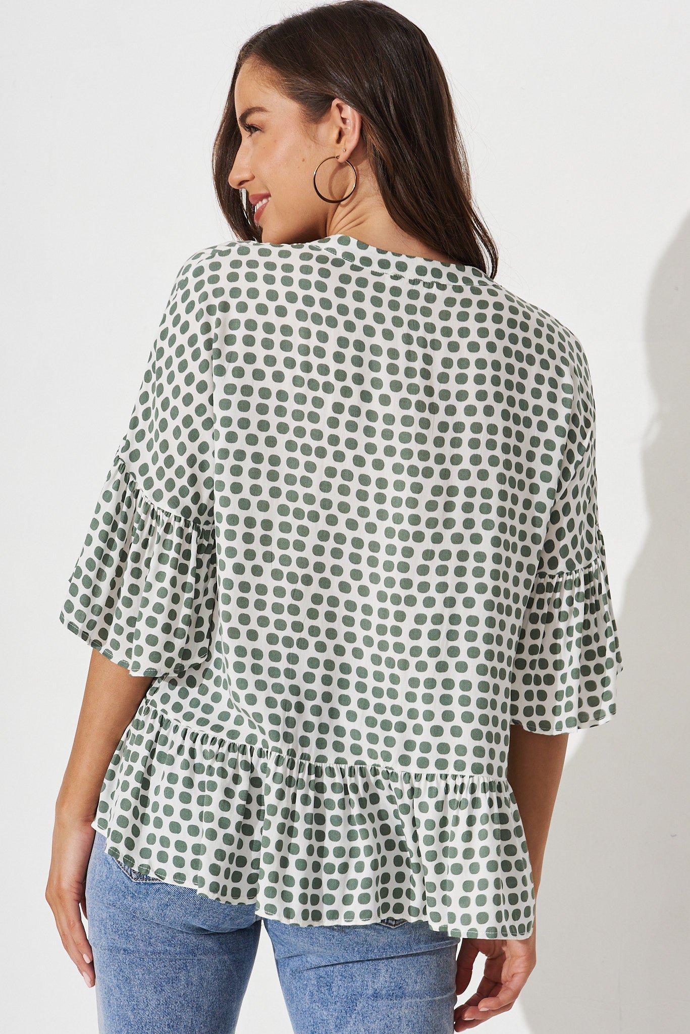 Top In White With Green Polka Dot - Image 4