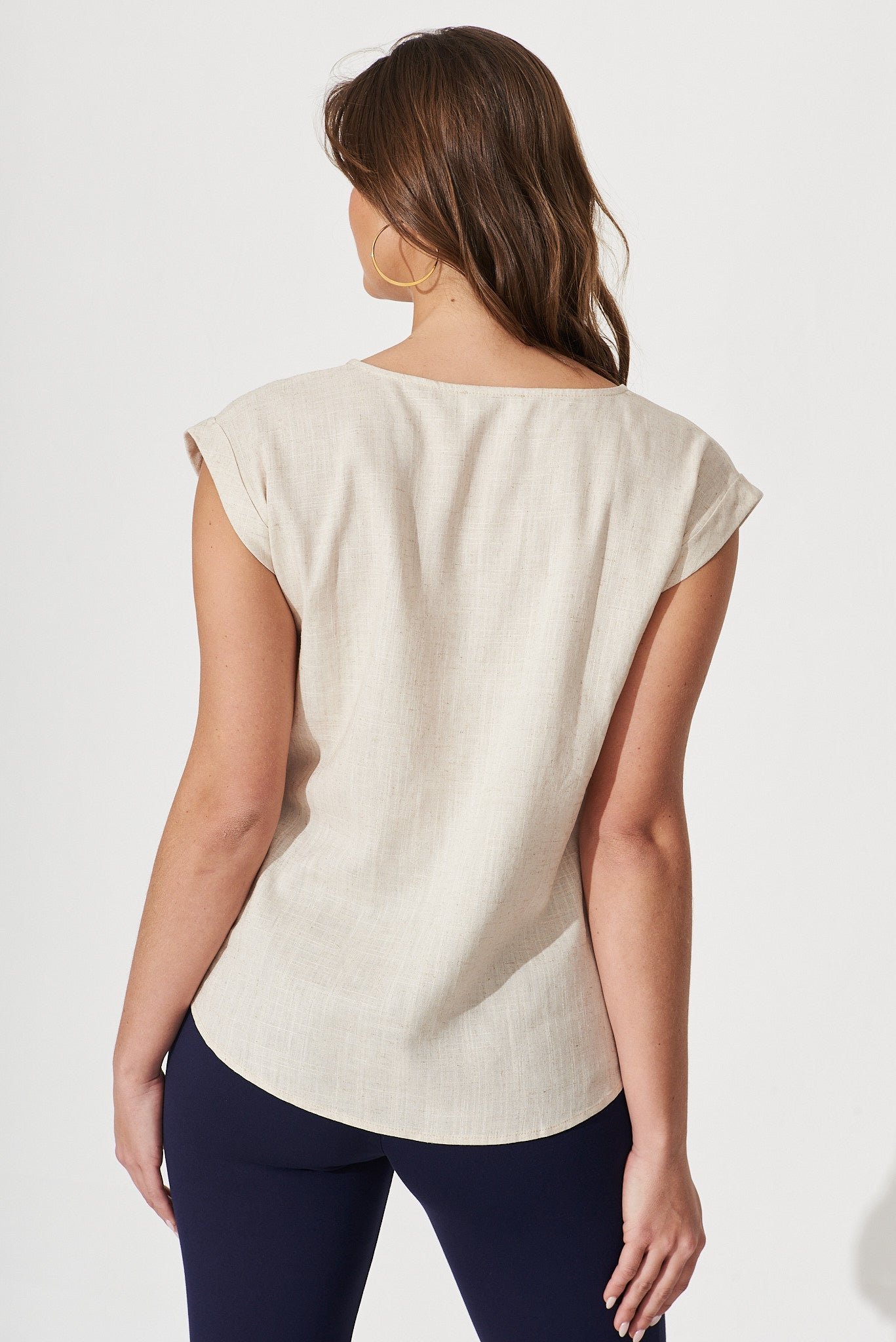Top In Oatmeal Linen Blend - Image 5