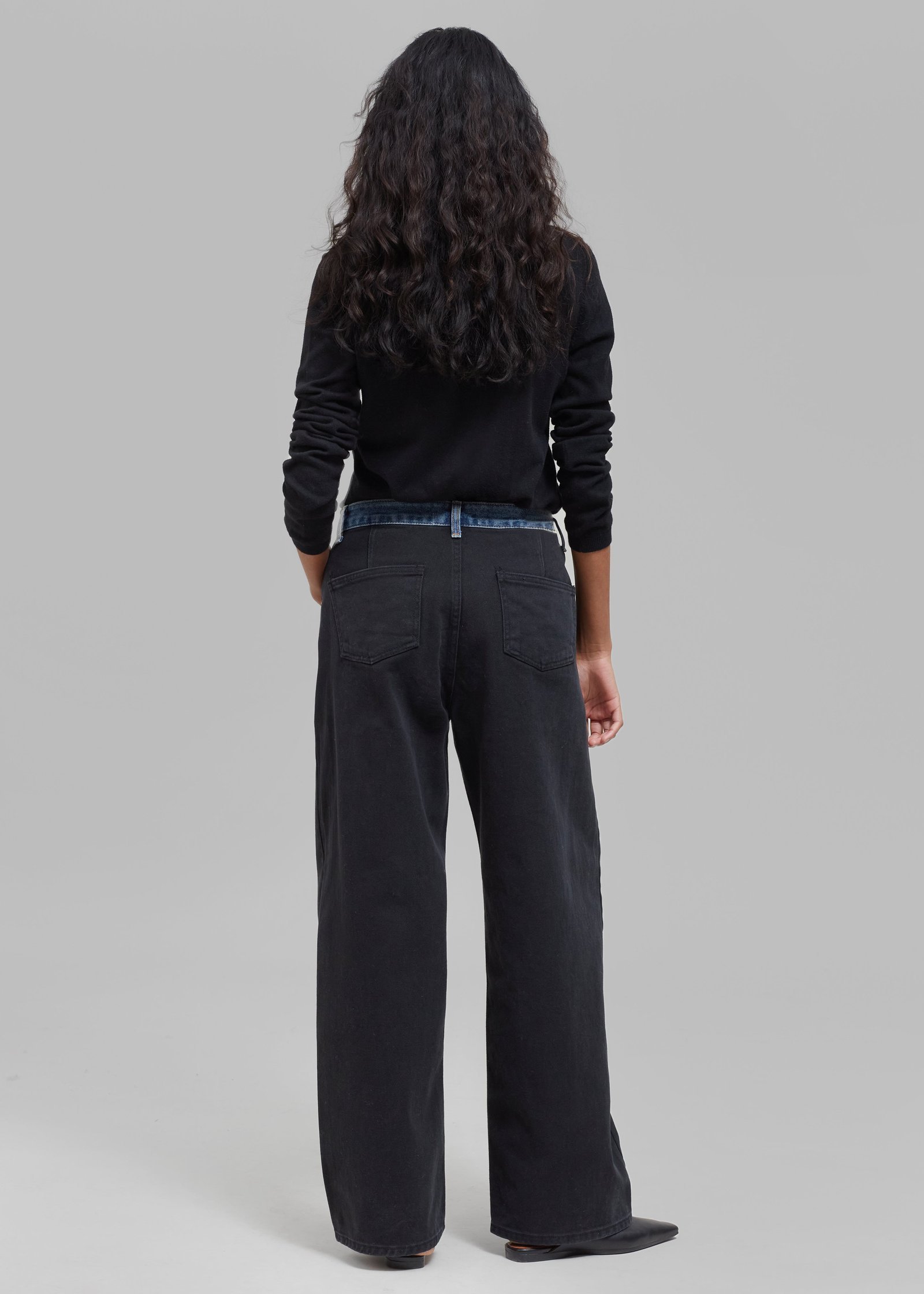 Contrast Denim Pants - Black/Blue - Image 8