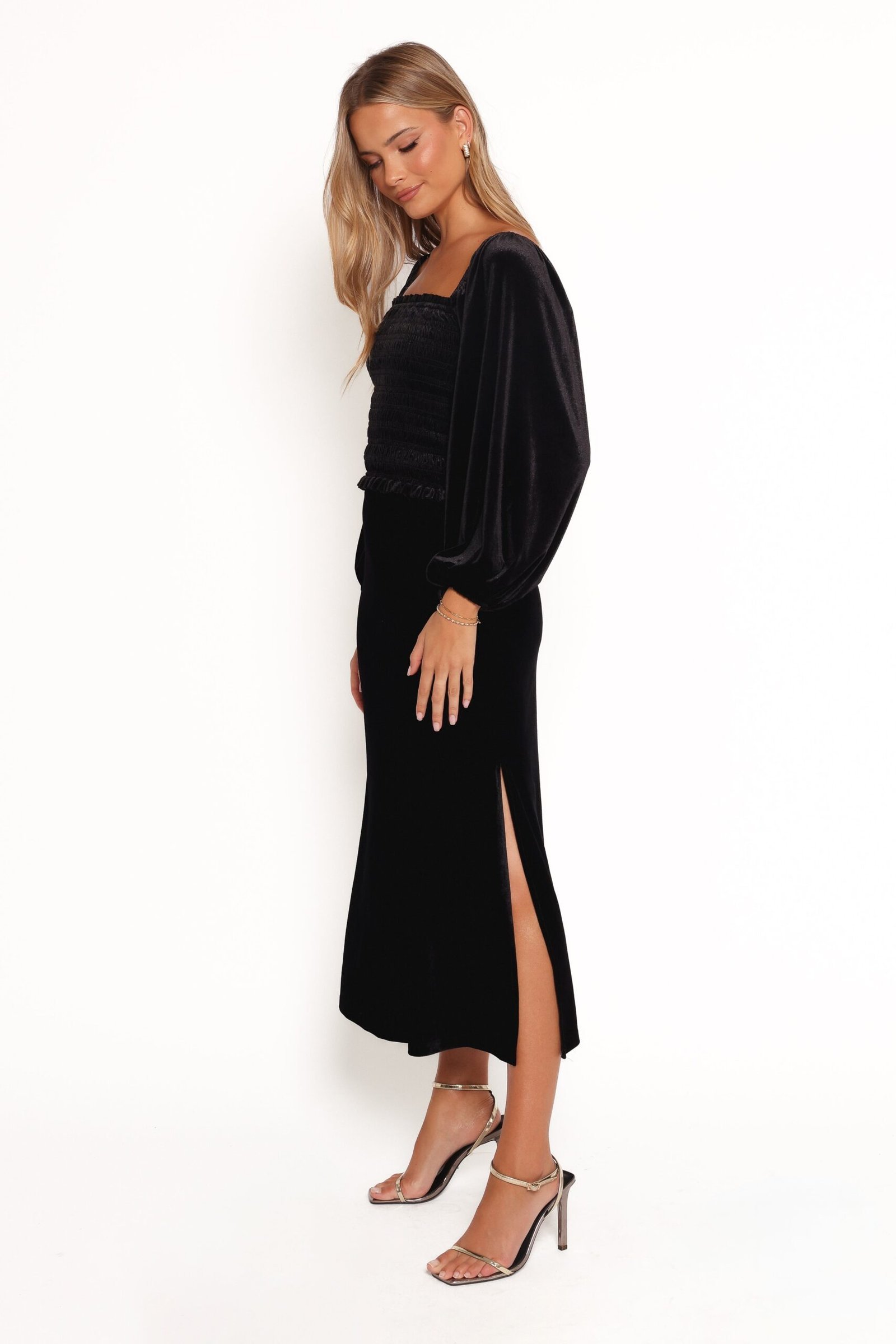 Velvet Midi Skirt - Black - Image 3