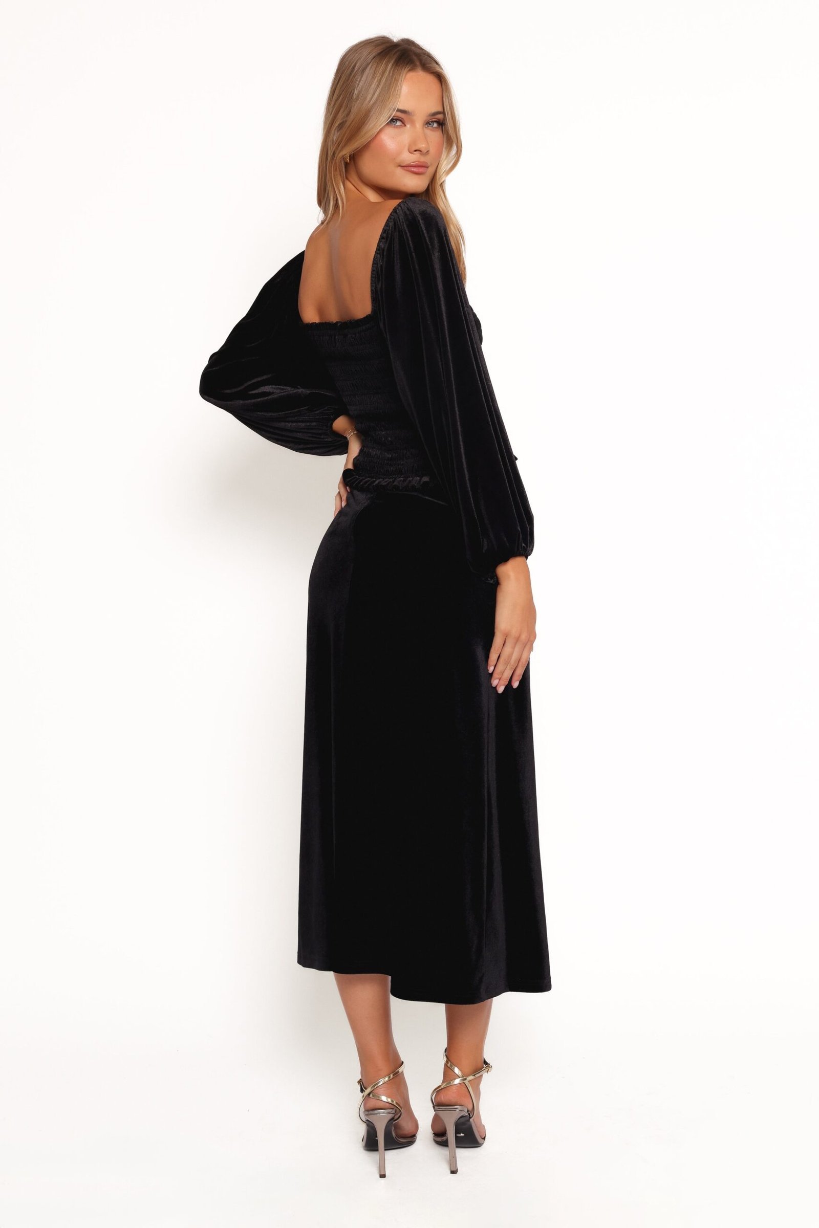 Velvet Midi Skirt - Black - Image 4