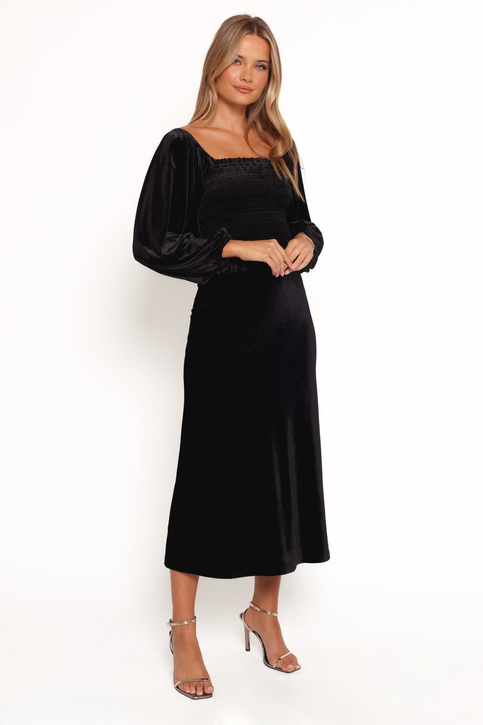 Velvet Midi Skirt - Black - Image 5