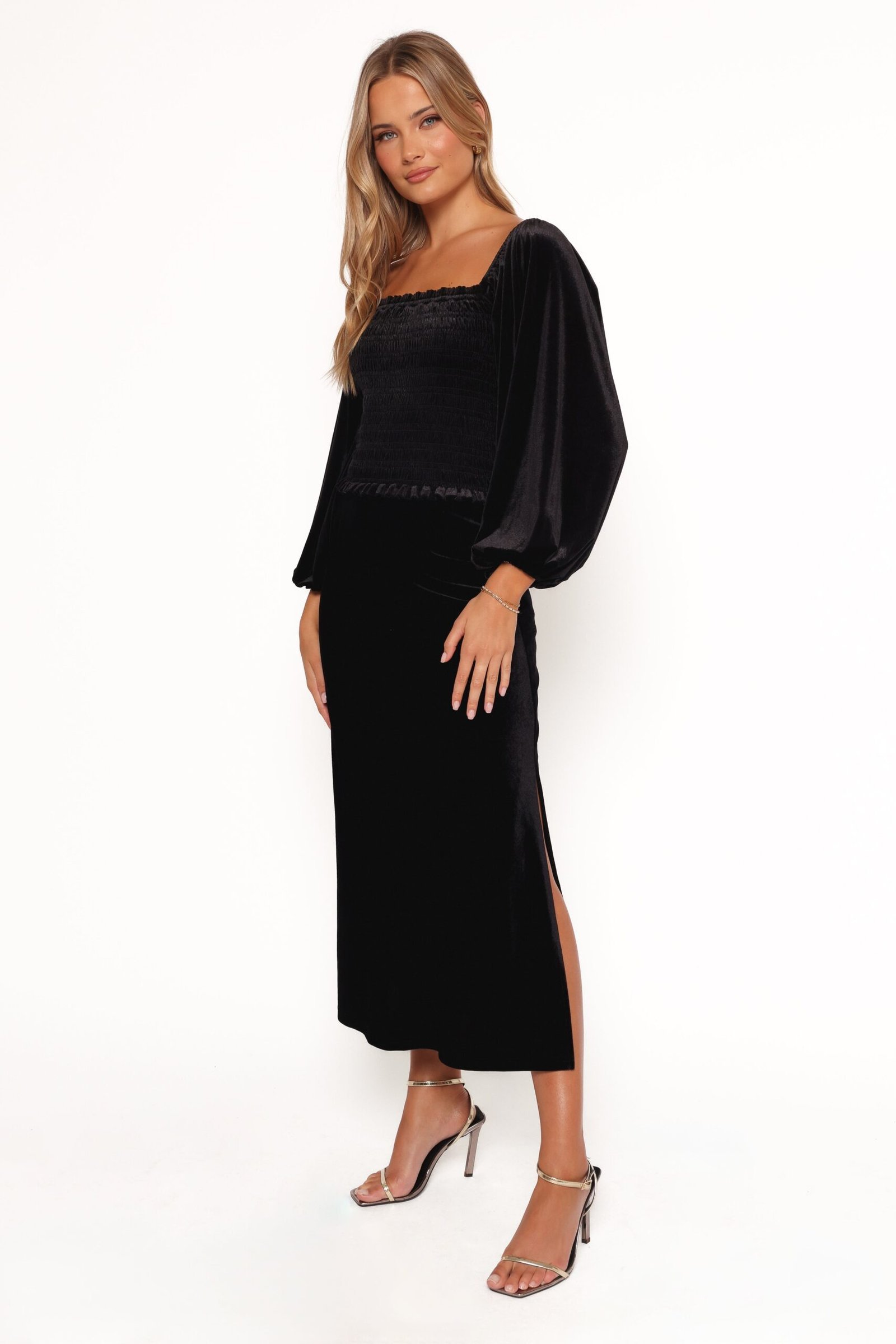 Velvet Midi Skirt - Black - Image 2