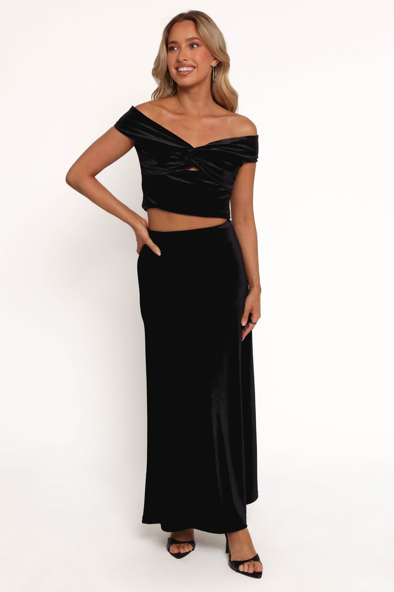 Velvet Maxi Skirt - Black - Image 3