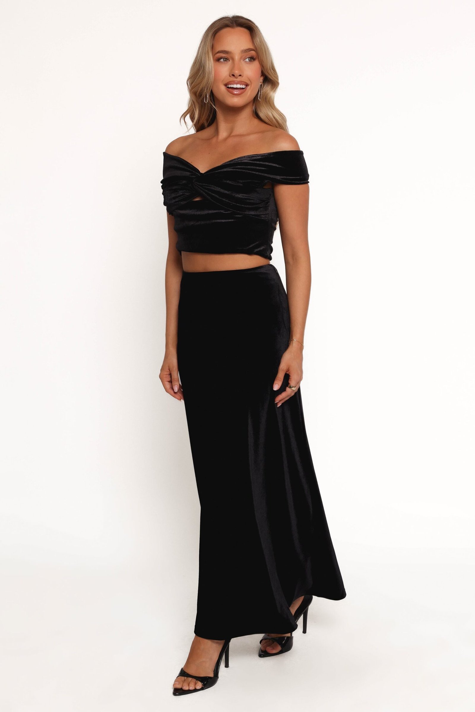 Velvet Maxi Skirt - Black - Image 5