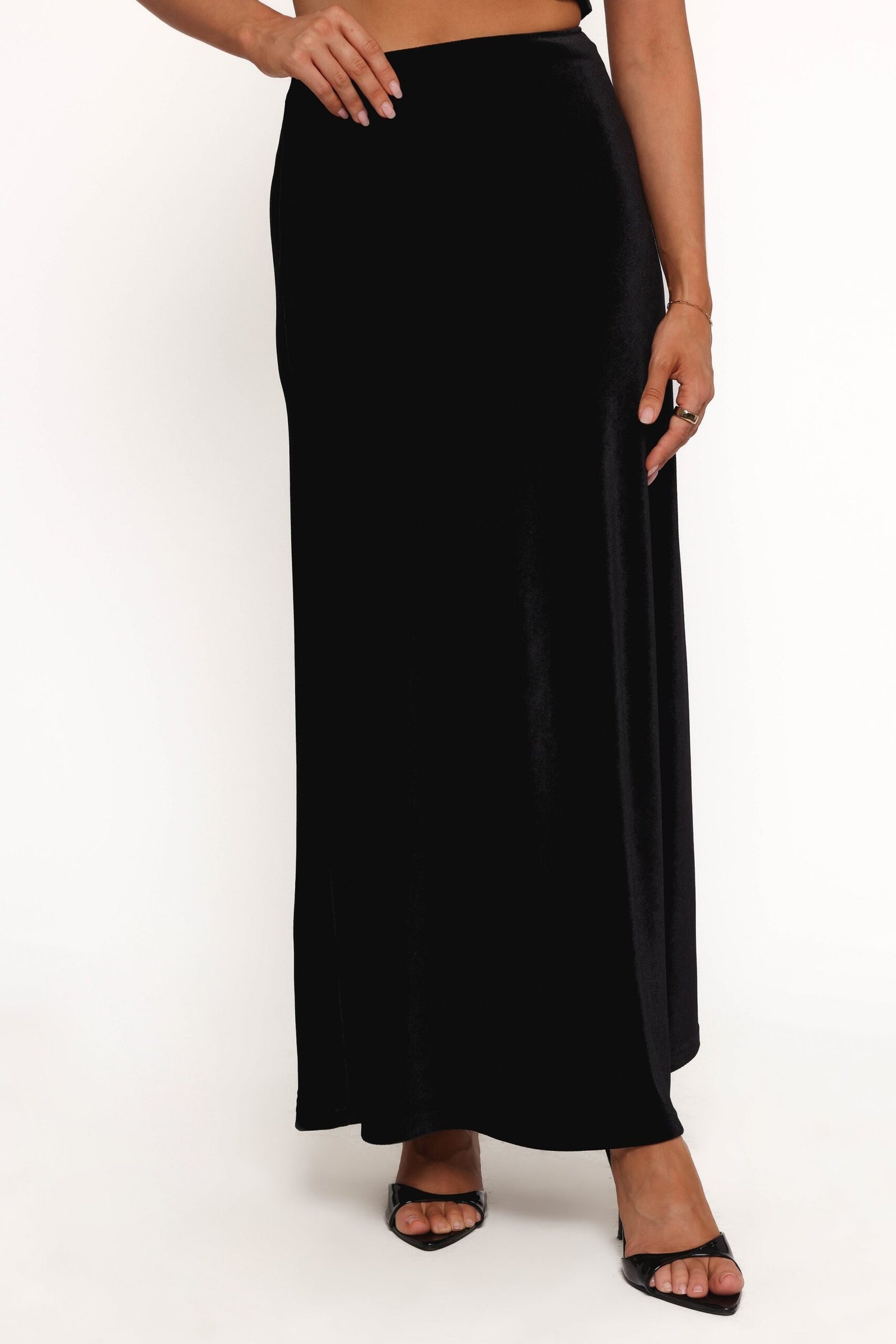 Velvet Maxi Skirt - Black - Image 4