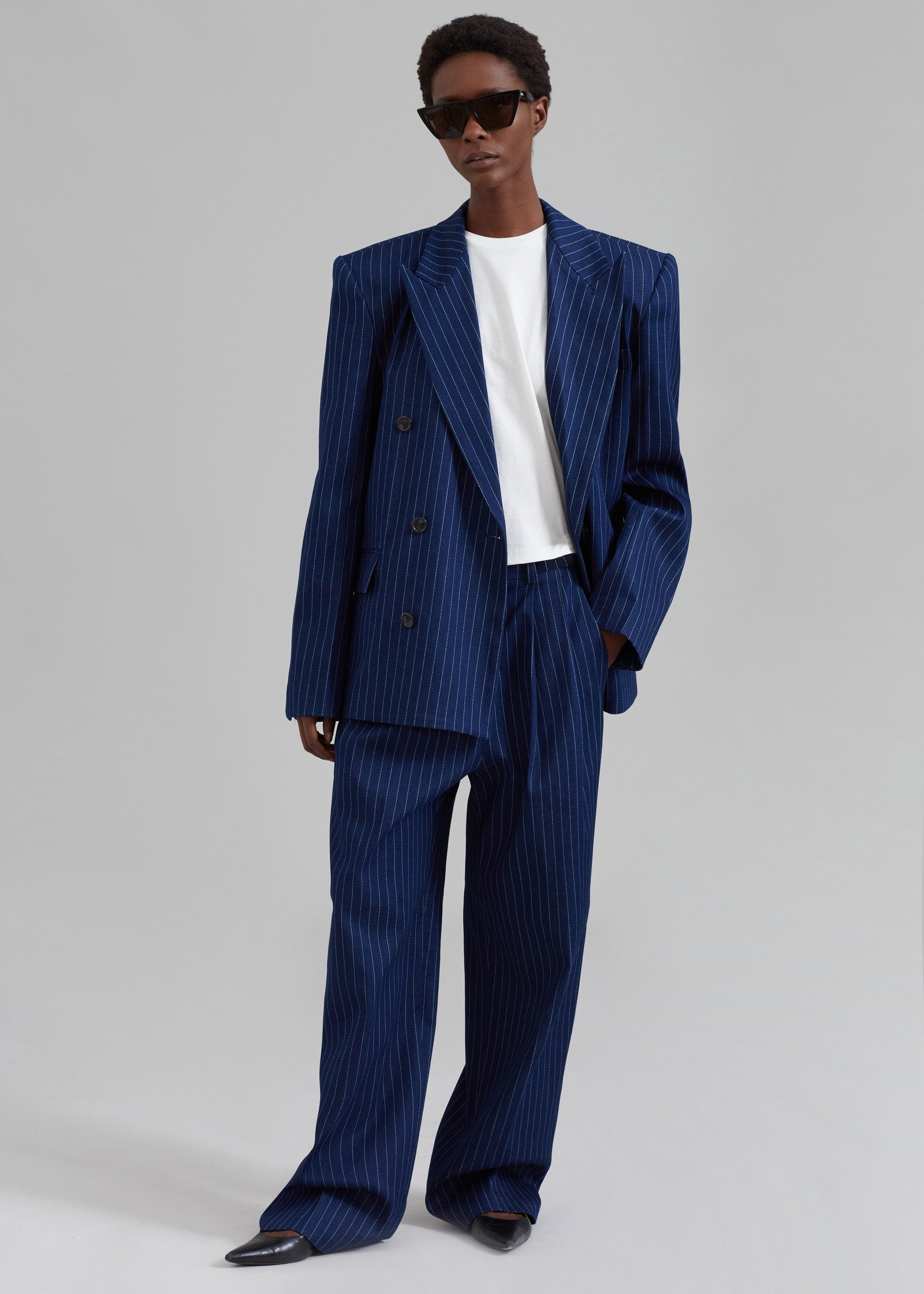 Denim Pants - Navy Pinstripe