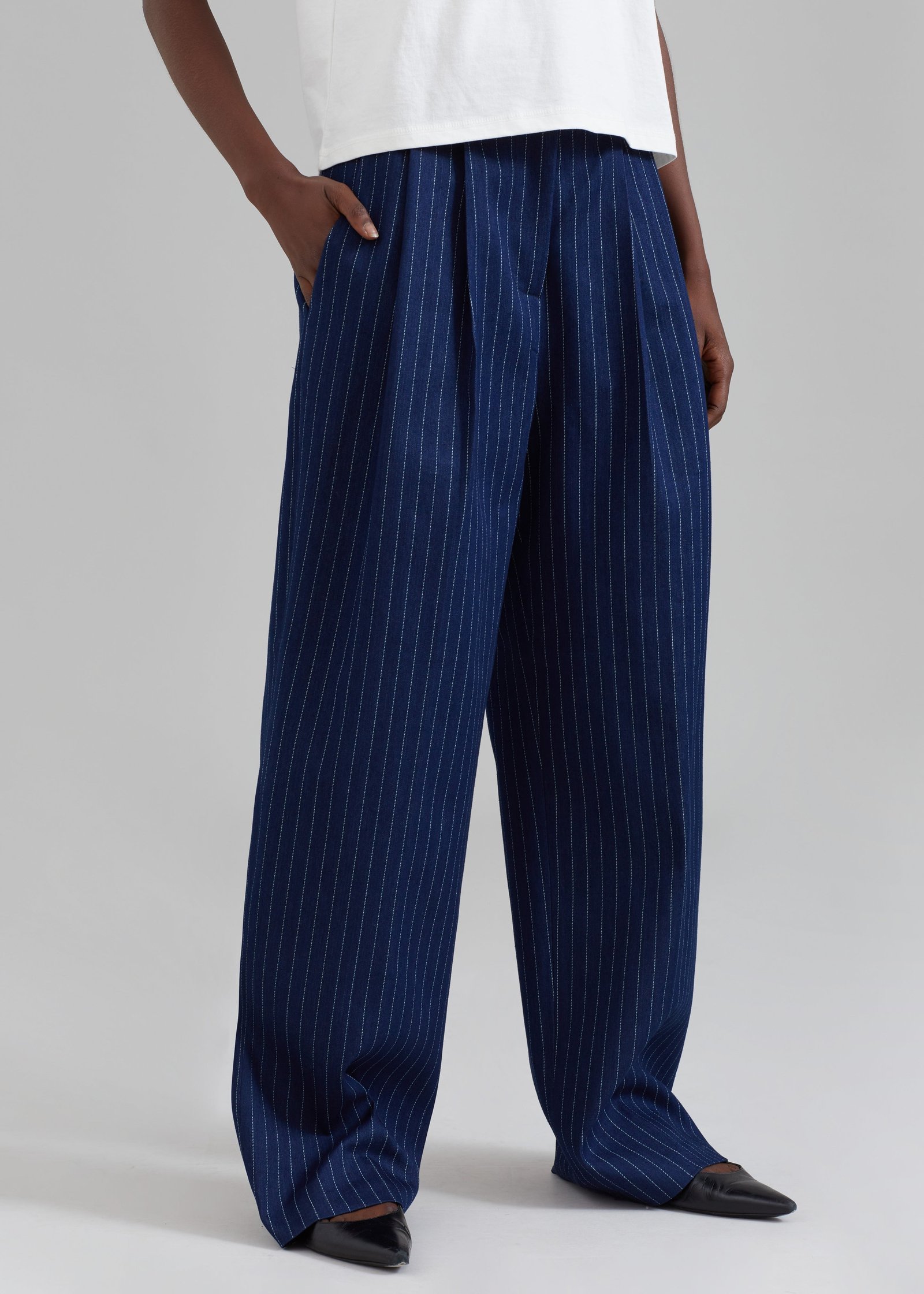 Denim Pants - Navy Pinstripe - Image 8