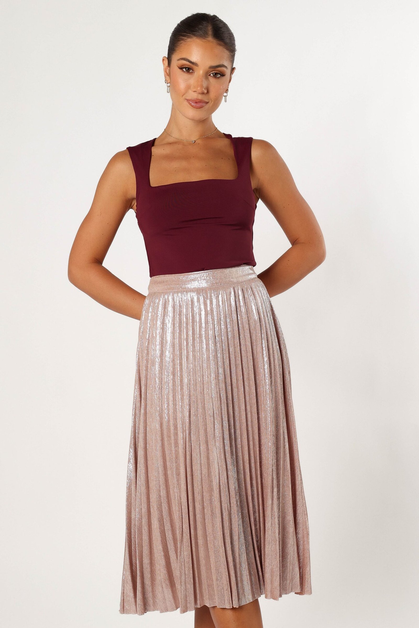 Plisse Midi Skirt - Blush