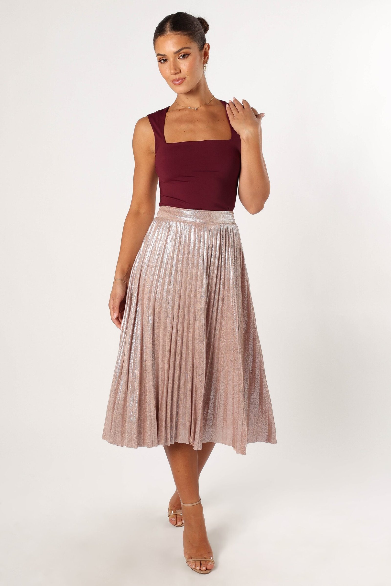 Plisse Midi Skirt - Blush - Image 5