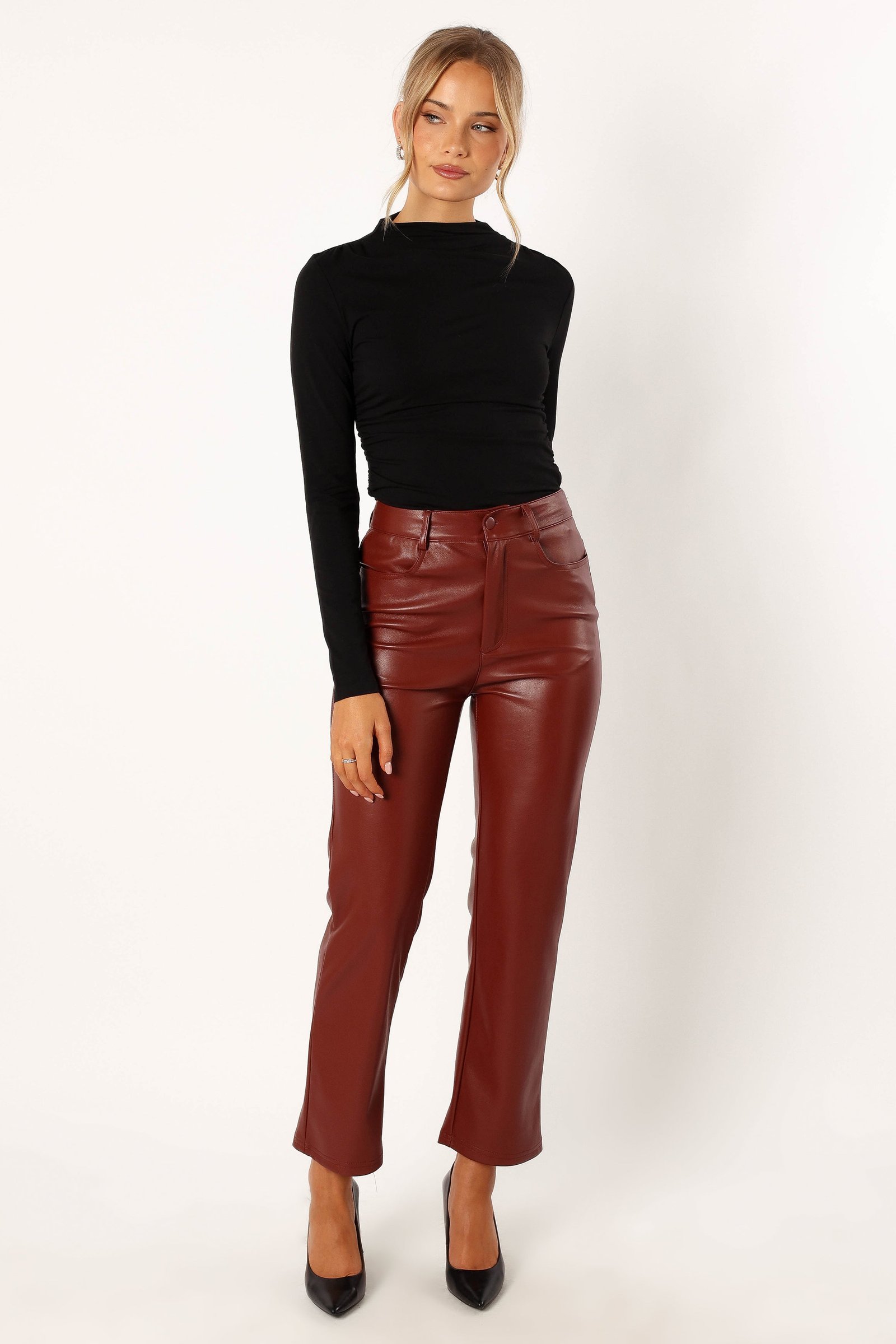 Vegan Leather Pants - Merlot